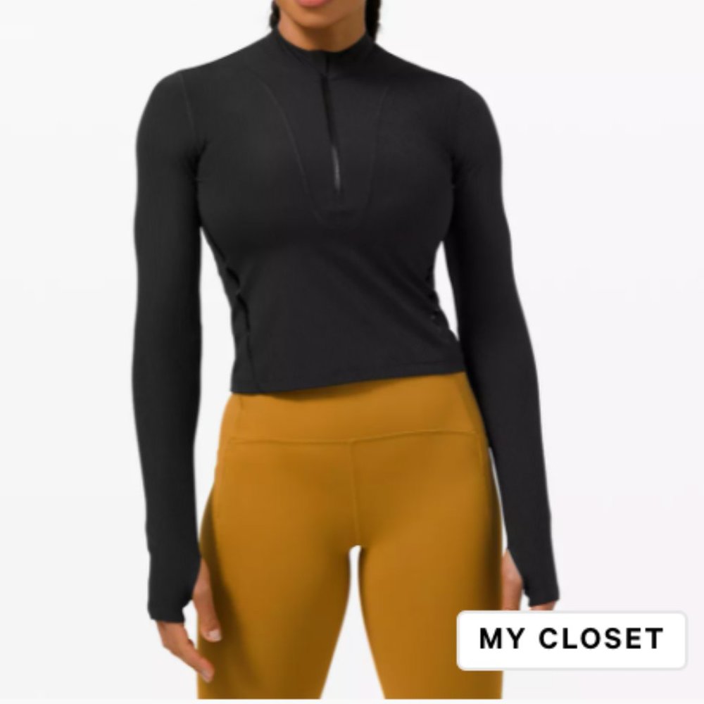 Lululemon Gloss Trim Run 1/2 Zip Long Sleeve Shirt Gem